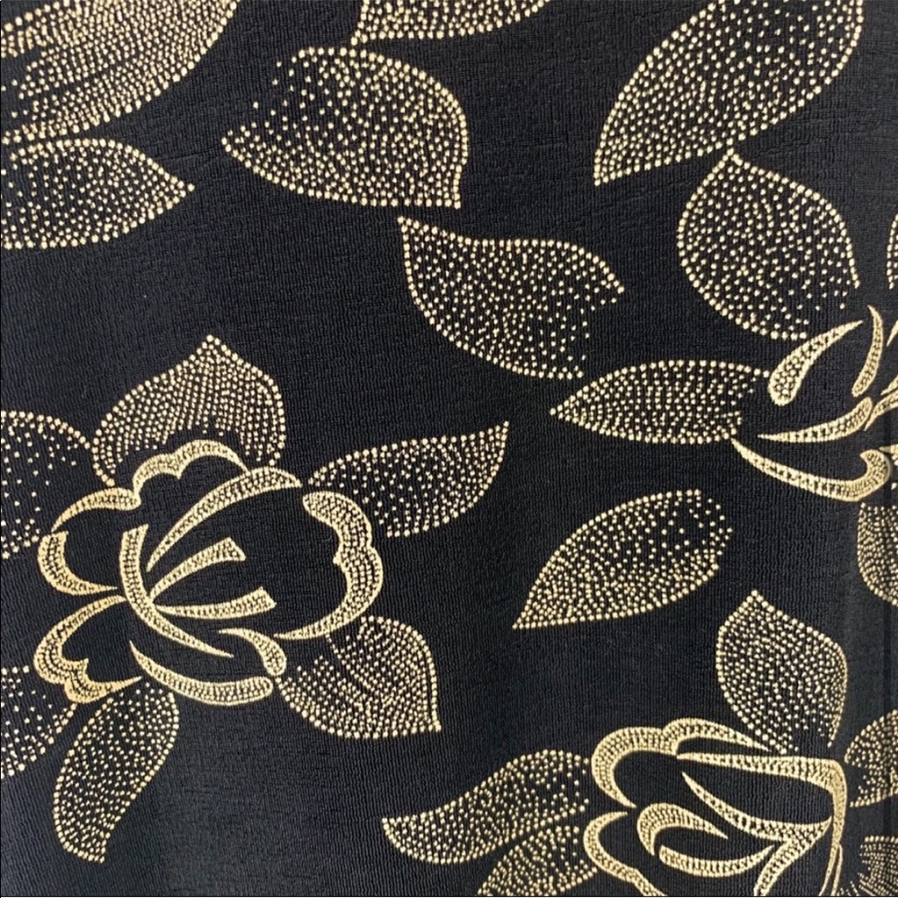 Vintage Black & Gold Floral Dress - Picture 4 of 5